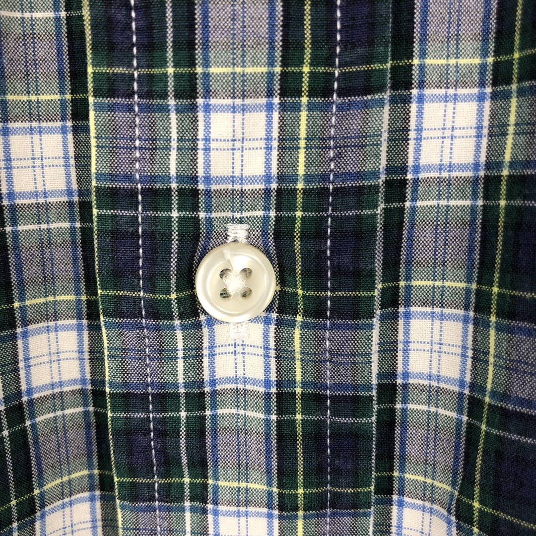 Ralph Lauren Classic Fit Long Sleeve Button Down Check Shirt, Men's Size L cotton navy blue type Vintage Second Hand