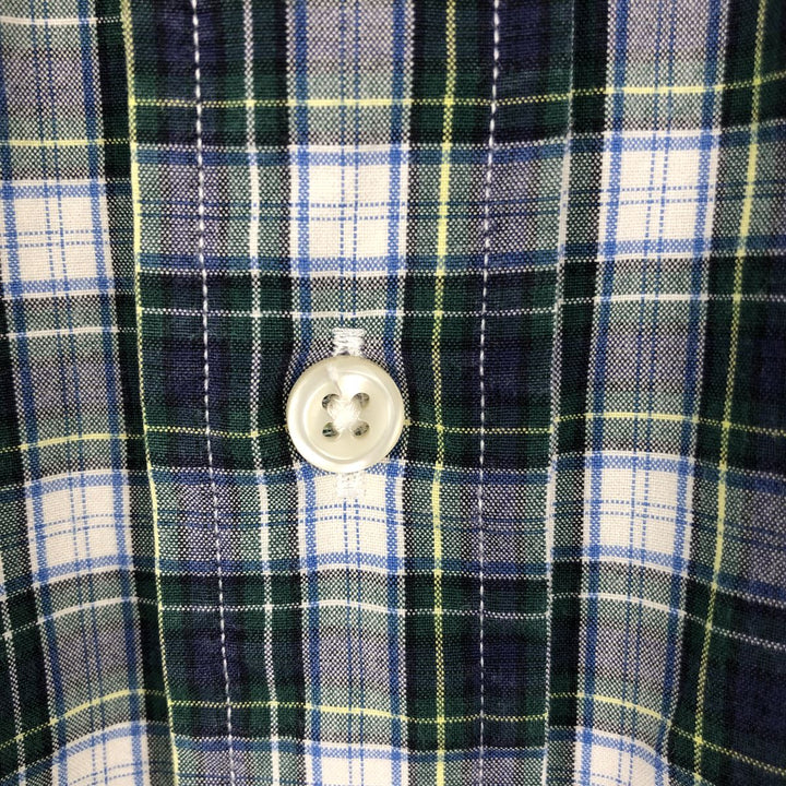 Ralph Lauren Classic Fit Long Sleeve Button Down Check Shirt, Men's Size L cotton navy blue type Vintage Second Hand
