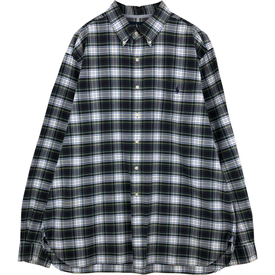 Ralph Lauren long sleeve button down check shirt, men's XL size cotton gray type Vintage Second Hand