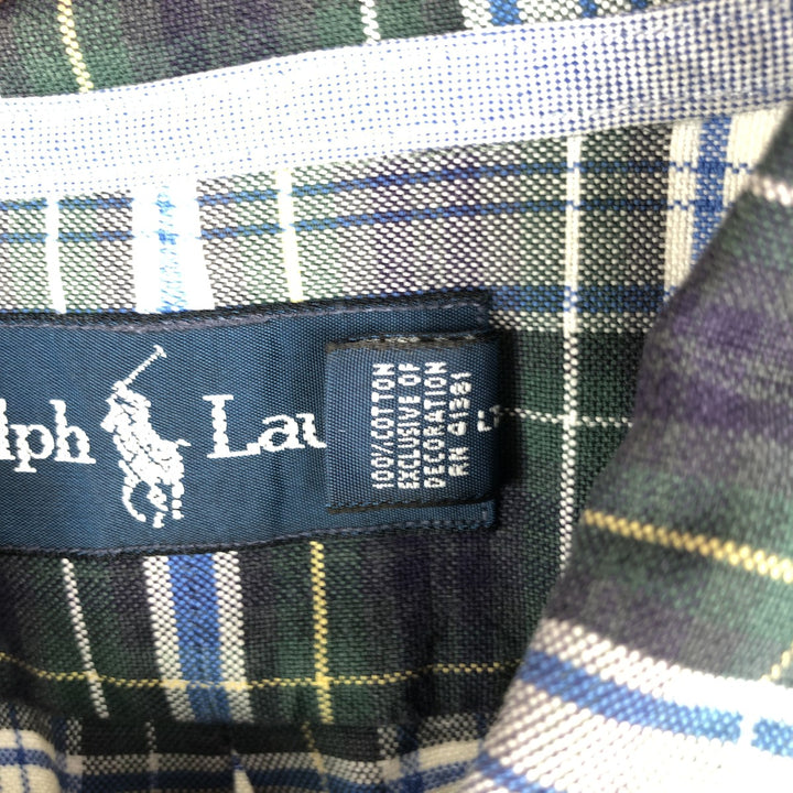 Ralph Lauren long sleeve button down check shirt, men's XL size cotton gray type Vintage Second Hand