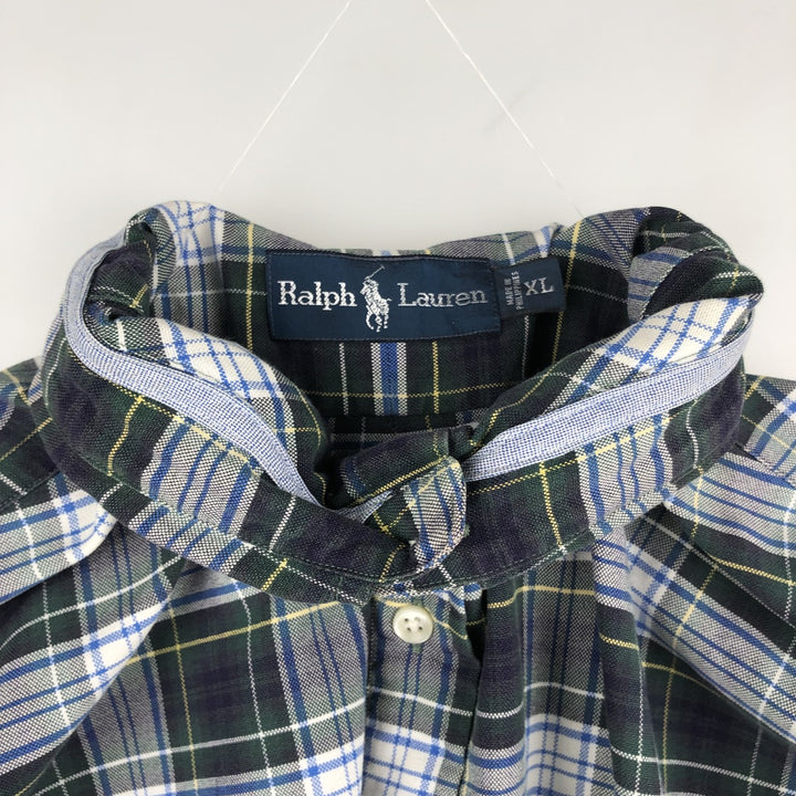 Ralph Lauren long sleeve button down check shirt, men's XL size cotton gray type Vintage Second Hand