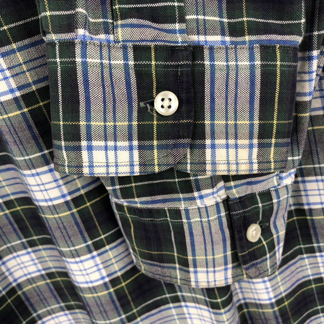 Ralph Lauren long sleeve button down check shirt, men's XL size cotton gray type Vintage Second Hand