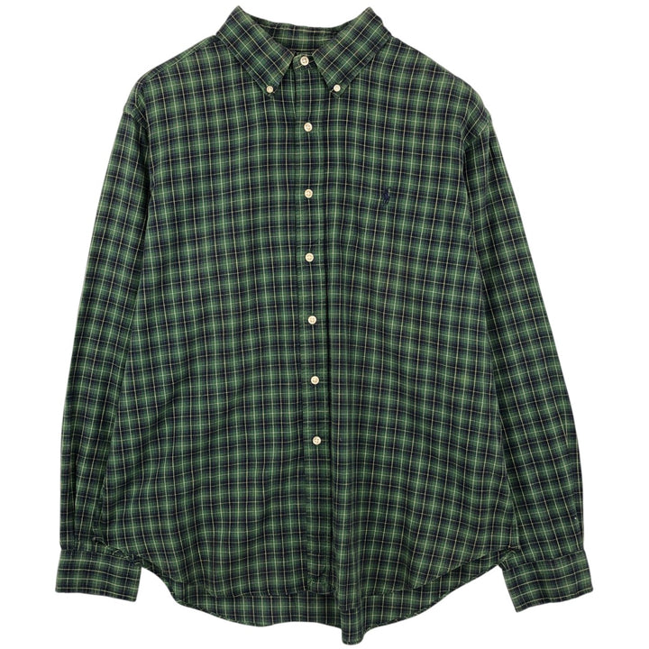 Ralph Lauren Classic Fit Long Sleeve Button Down Check Shirt Men's XL cotton Green type dark green Vintage Second Hand