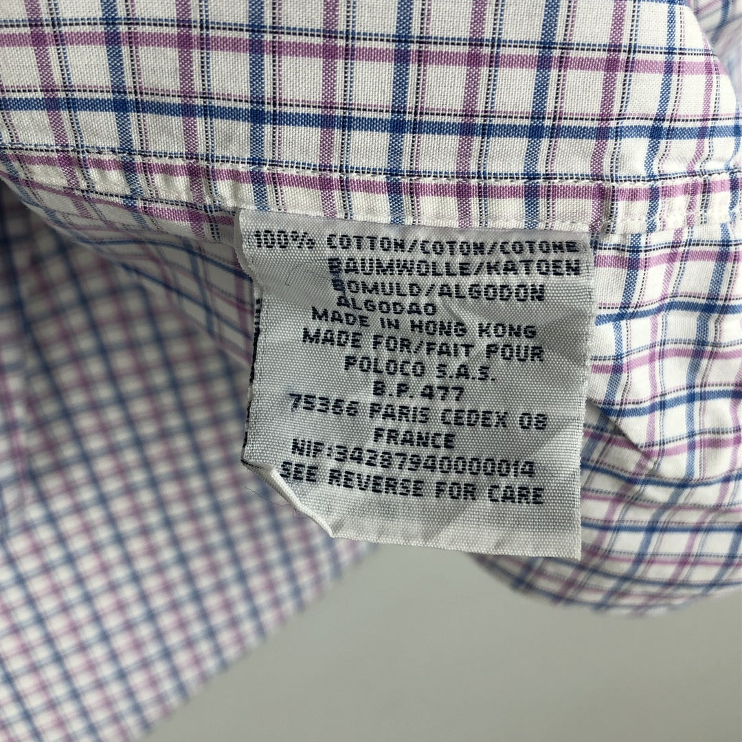 Ralph Lauren POLO by Ralph Lauren YARMOUTH Long-Sleeve Button-Down Check Shirt, Men's Size L (approx.) cotton white type Vintage Second Hand