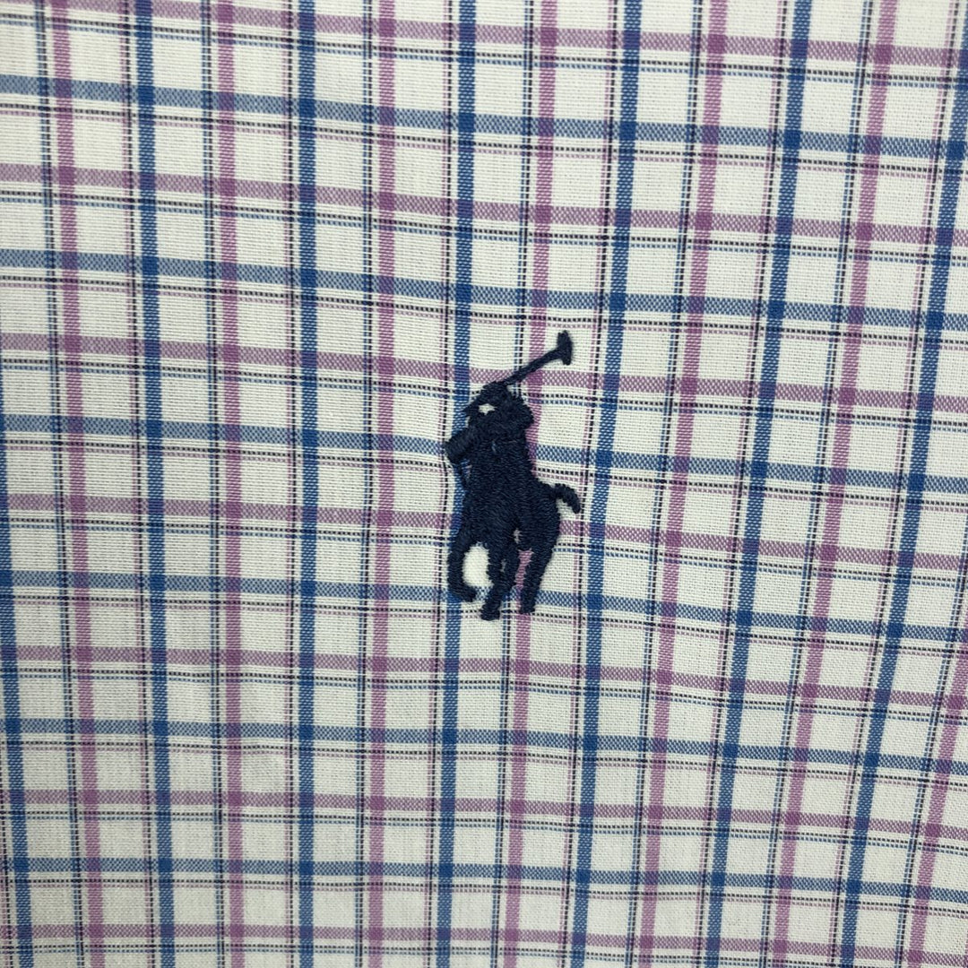 Ralph Lauren POLO by Ralph Lauren YARMOUTH Long-Sleeve Button-Down Check Shirt, Men's Size L (approx.) cotton white type Vintage Second Hand
