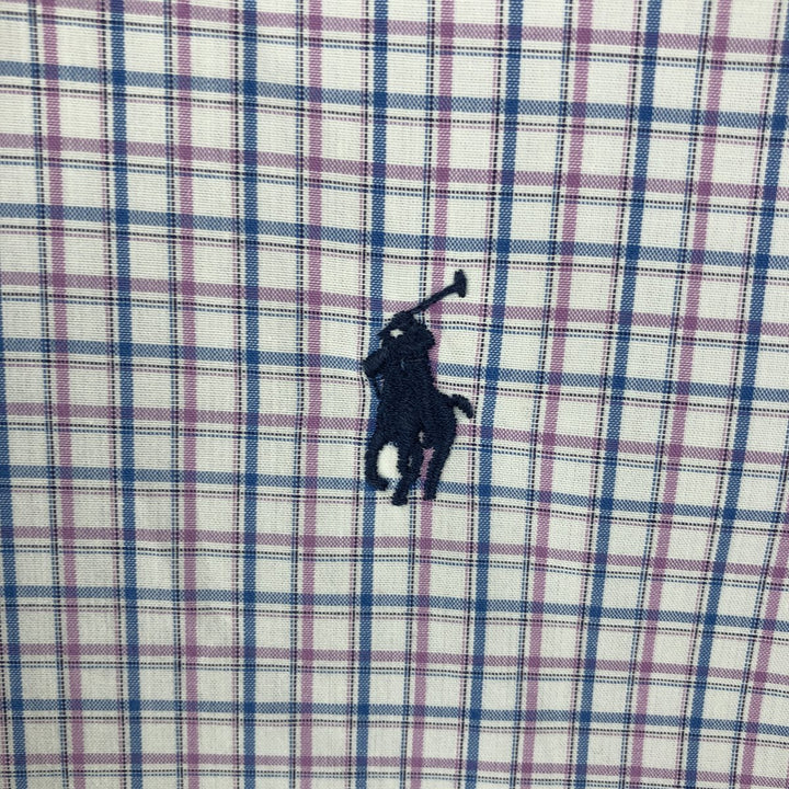 Ralph Lauren POLO by Ralph Lauren YARMOUTH Long-Sleeve Button-Down Check Shirt, Men's Size L (approx.) cotton white type Vintage Second Hand