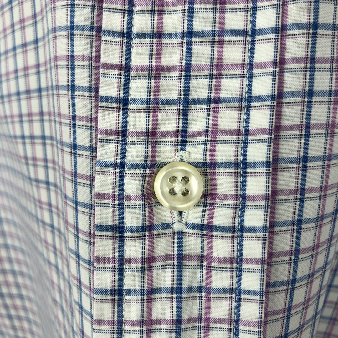 Ralph Lauren POLO by Ralph Lauren YARMOUTH Long-Sleeve Button-Down Check Shirt, Men's Size L (approx.) cotton white type Vintage Second Hand