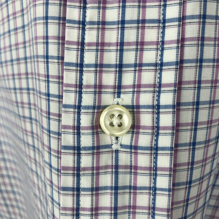 Ralph Lauren POLO by Ralph Lauren YARMOUTH Long-Sleeve Button-Down Check Shirt, Men's Size L (approx.) cotton white type Vintage Second Hand