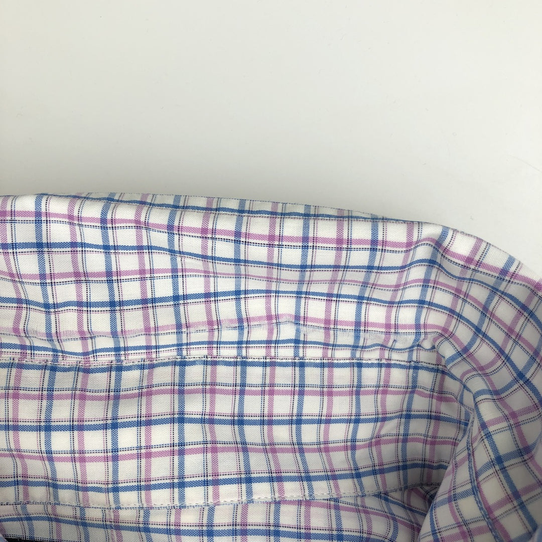 Ralph Lauren POLO by Ralph Lauren YARMOUTH Long-Sleeve Button-Down Check Shirt, Men's Size L (approx.) cotton white type Vintage Second Hand