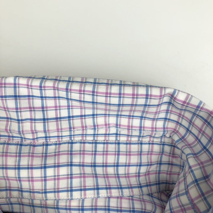Ralph Lauren POLO by Ralph Lauren YARMOUTH Long-Sleeve Button-Down Check Shirt, Men's Size L (approx.) cotton white type Vintage Second Hand