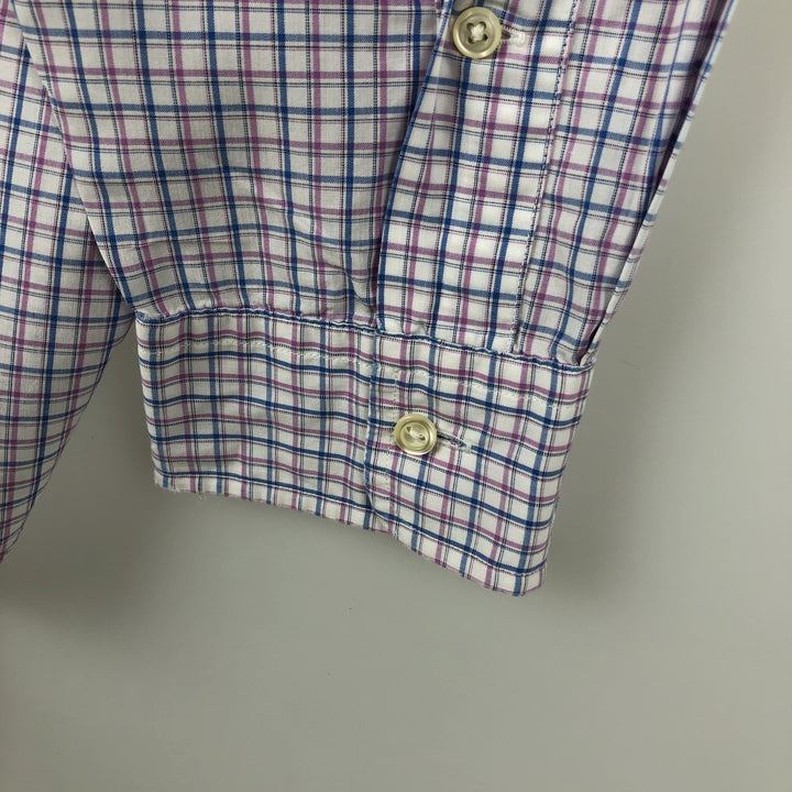 Ralph Lauren POLO by Ralph Lauren YARMOUTH Long-Sleeve Button-Down Check Shirt, Men's Size L (approx.) cotton white type Vintage Second Hand