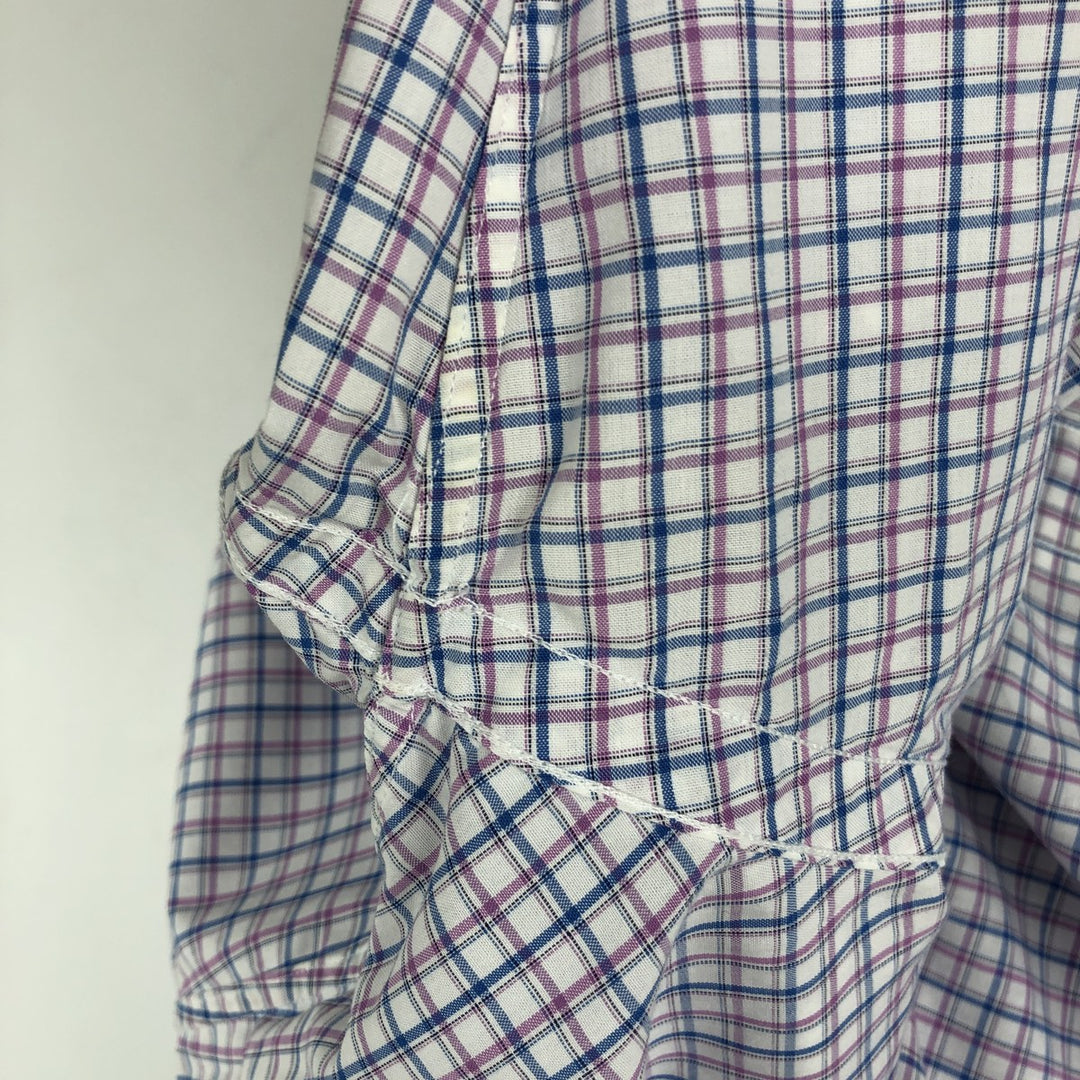 Ralph Lauren POLO by Ralph Lauren YARMOUTH Long-Sleeve Button-Down Check Shirt, Men's Size L (approx.) cotton white type Vintage Second Hand