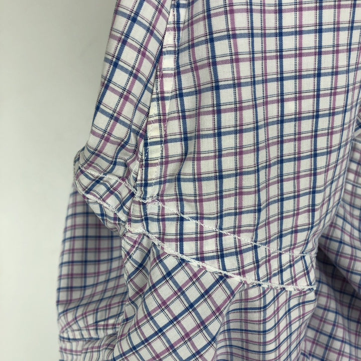 Ralph Lauren POLO by Ralph Lauren YARMOUTH Long-Sleeve Button-Down Check Shirt, Men's Size L (approx.) cotton white type Vintage Second Hand
