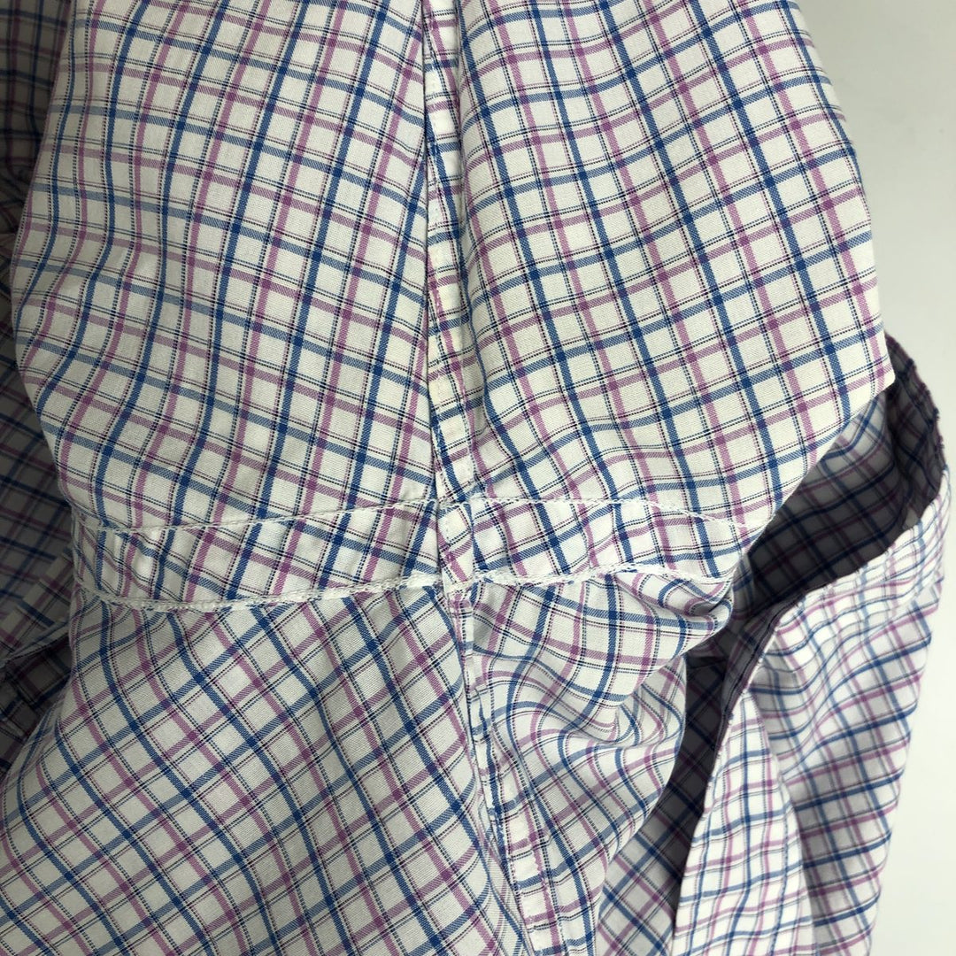 Ralph Lauren POLO by Ralph Lauren YARMOUTH Long-Sleeve Button-Down Check Shirt, Men's Size L (approx.) cotton white type Vintage Second Hand