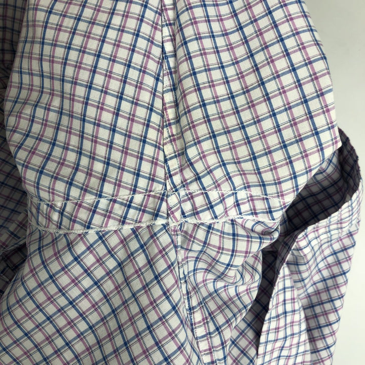 Ralph Lauren POLO by Ralph Lauren YARMOUTH Long-Sleeve Button-Down Check Shirt, Men's Size L (approx.) cotton white type Vintage Second Hand