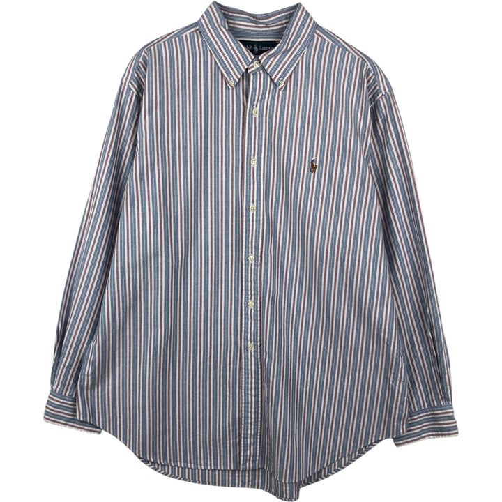 Ralph Lauren Classic Fit Multi-Stripe Long Sleeve Button-Down Striped Shirt, Men's XL cotton white type Vintage Second Hand
