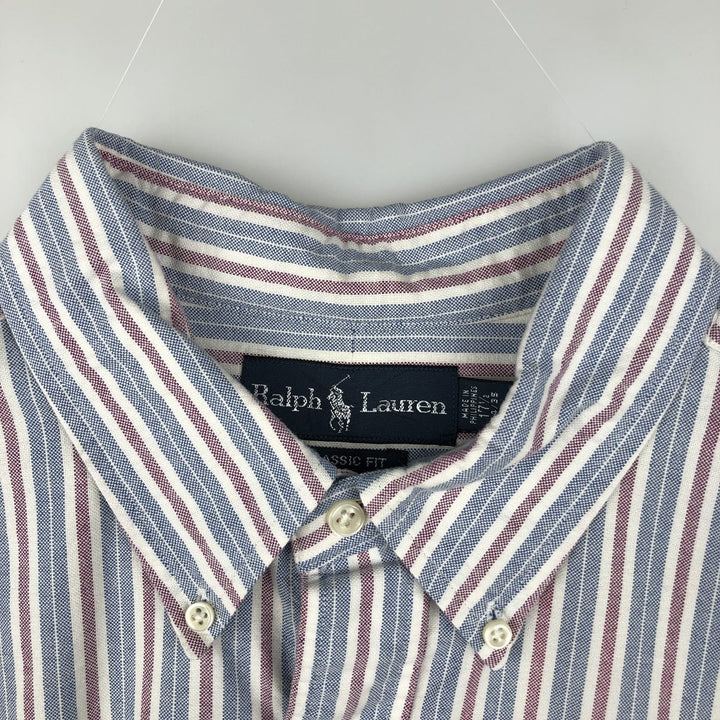 Ralph Lauren Classic Fit Multi-Stripe Long Sleeve Button-Down Striped Shirt, Men's XL cotton white type Vintage Second Hand