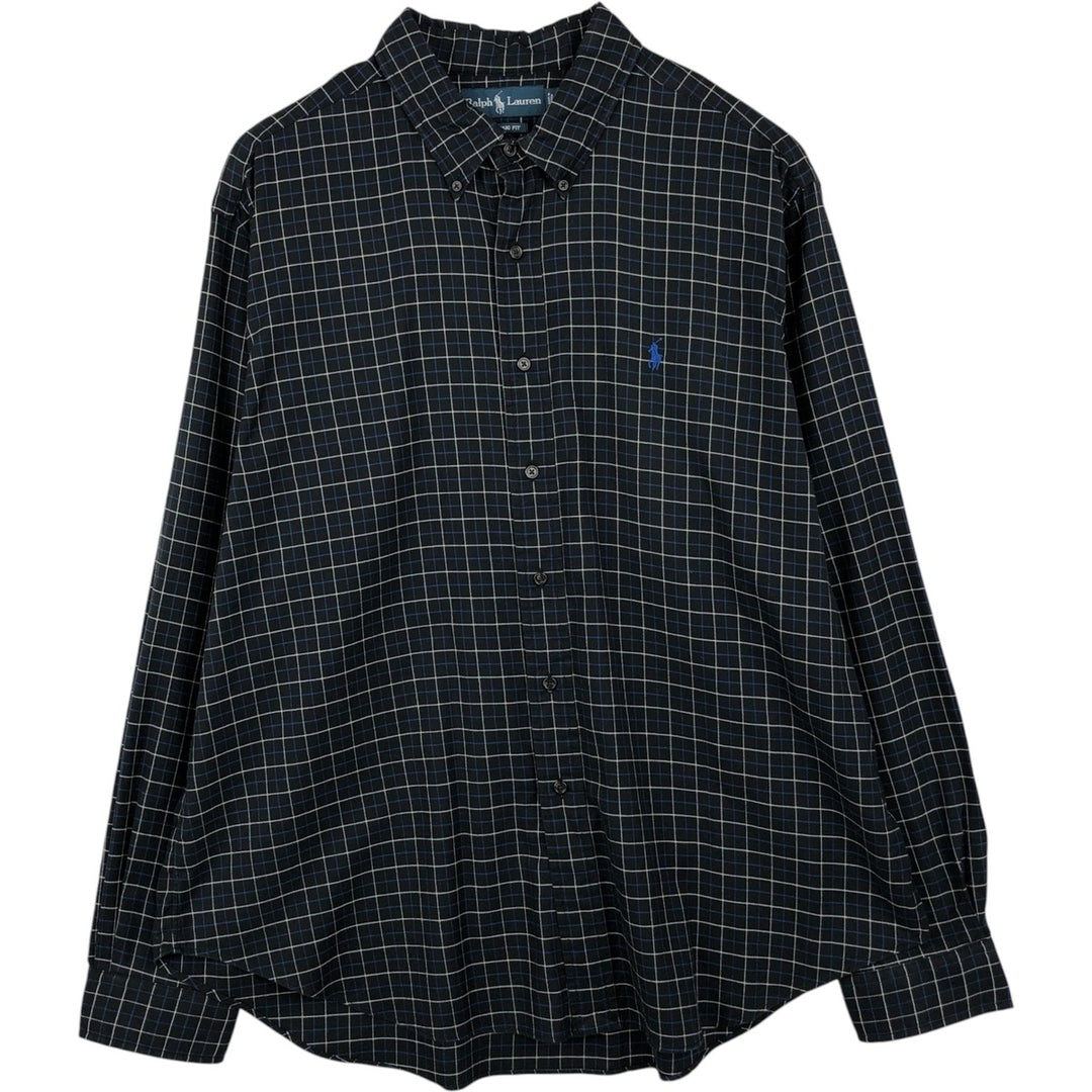 Ralph Lauren Classic Fit Long Sleeve Button Down Check Shirt Men's XXL cotton black type Vintage Second Hand