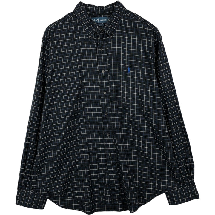 Ralph Lauren Classic Fit Long Sleeve Button Down Check Shirt Men's XXL cotton black type Vintage Second Hand