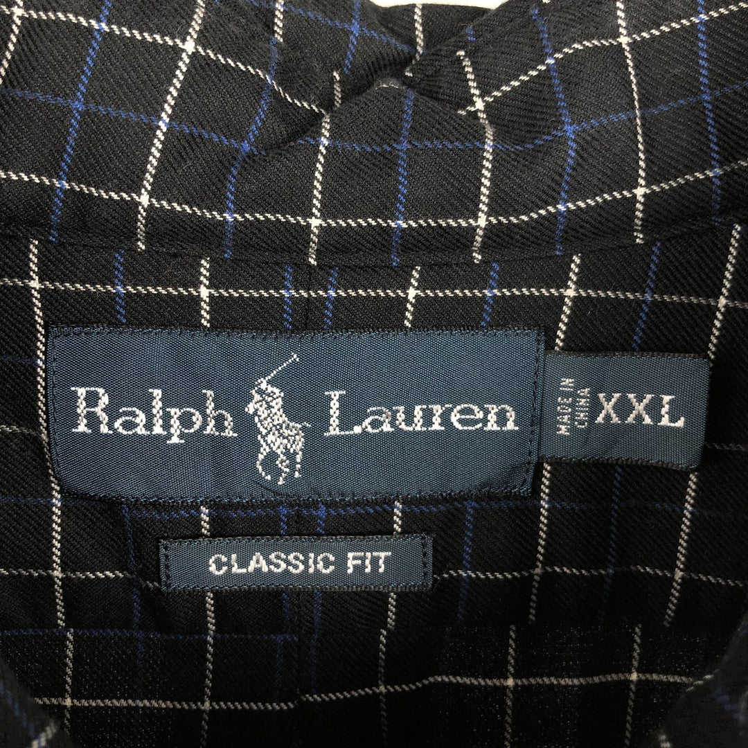 Ralph Lauren Classic Fit Long Sleeve Button Down Check Shirt Men's XXL cotton black type Vintage Second Hand