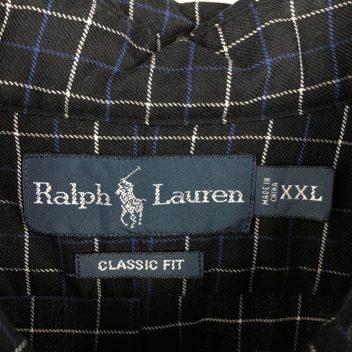 Ralph Lauren Classic Fit Long Sleeve Button Down Check Shirt Men's XXL cotton black type Vintage Second Hand