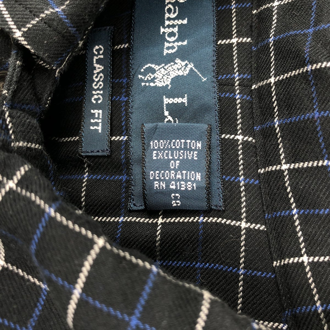 Ralph Lauren Classic Fit Long Sleeve Button Down Check Shirt Men's XXL cotton black type Vintage Second Hand