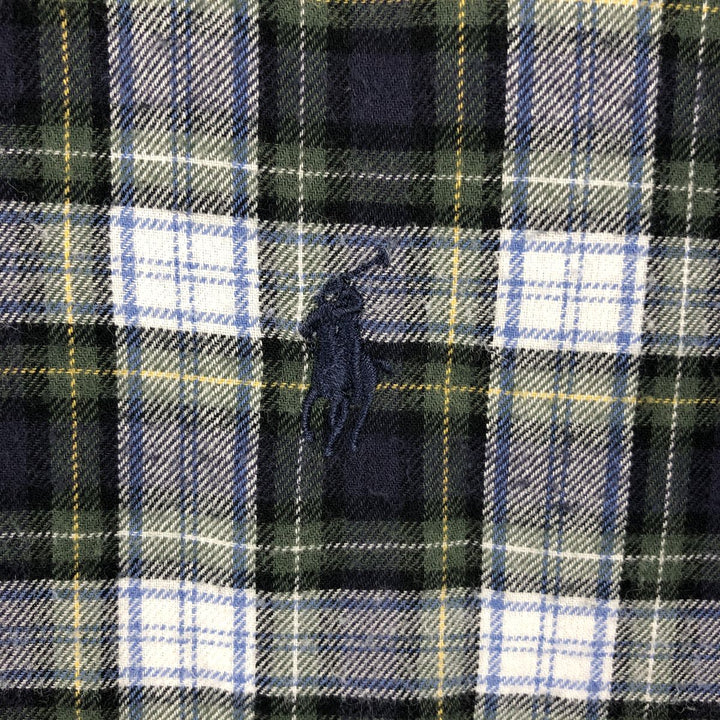 Ralph Lauren BLAKE long sleeve button down check shirt, men's size L cotton navy blue type Vintage Second Hand