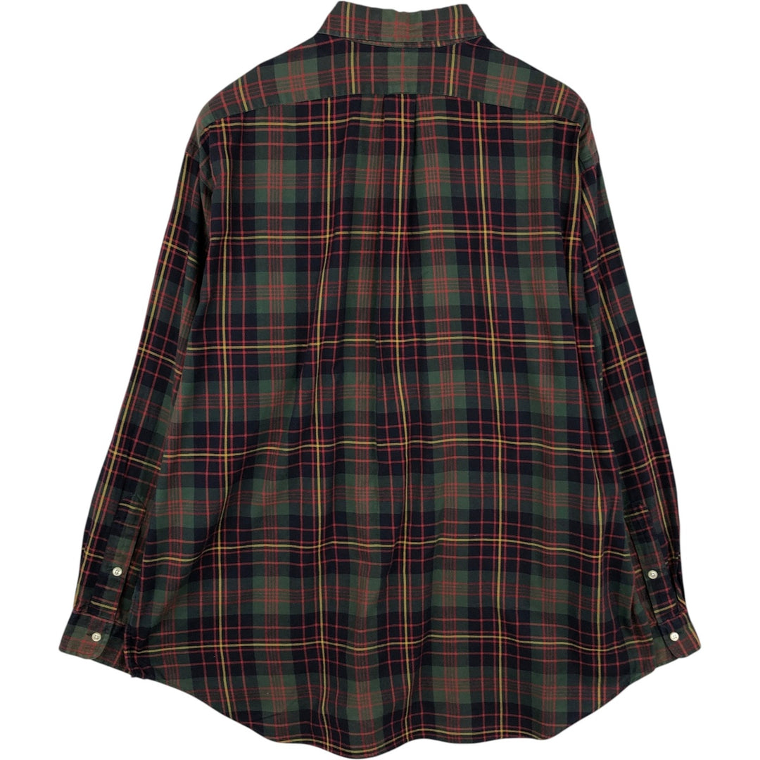 Ralph Lauren POLO by Ralph Lauren BLAKE long-sleeved button-down check shirt, men's size XL cotton Green type dark green Vintage Second Hand