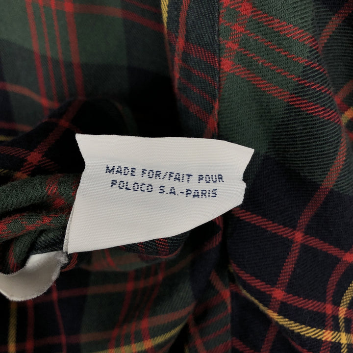 Ralph Lauren POLO by Ralph Lauren BLAKE long-sleeved button-down check shirt, men's size XL cotton Green type dark green Vintage Second Hand