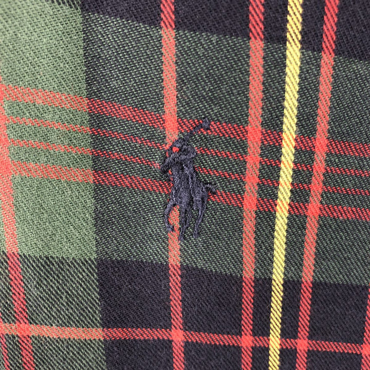 Ralph Lauren POLO by Ralph Lauren BLAKE long-sleeved button-down check shirt, men's size XL cotton Green type dark green Vintage Second Hand