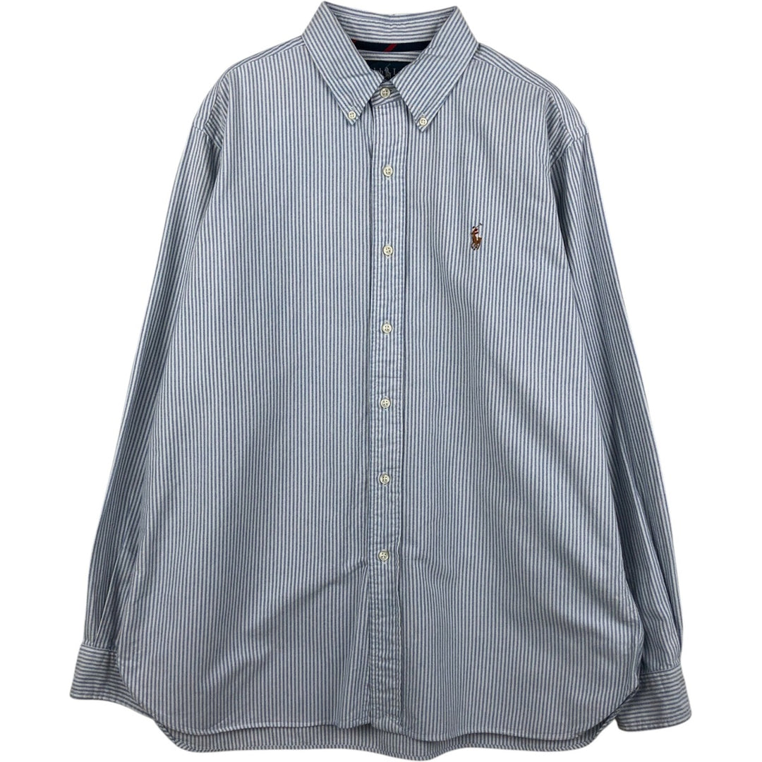 Ralph Lauren Classic Fit Long Sleeve Button Down Striped Shirt Men's Size L cotton Blue type light blue Vintage Second Hand