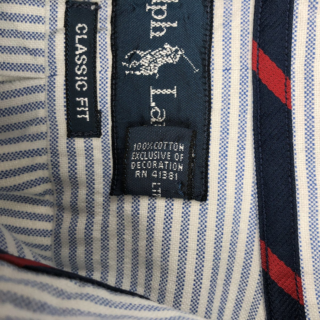 Ralph Lauren Classic Fit Long Sleeve Button Down Striped Shirt Men's Size L cotton Blue type light blue Vintage Second Hand