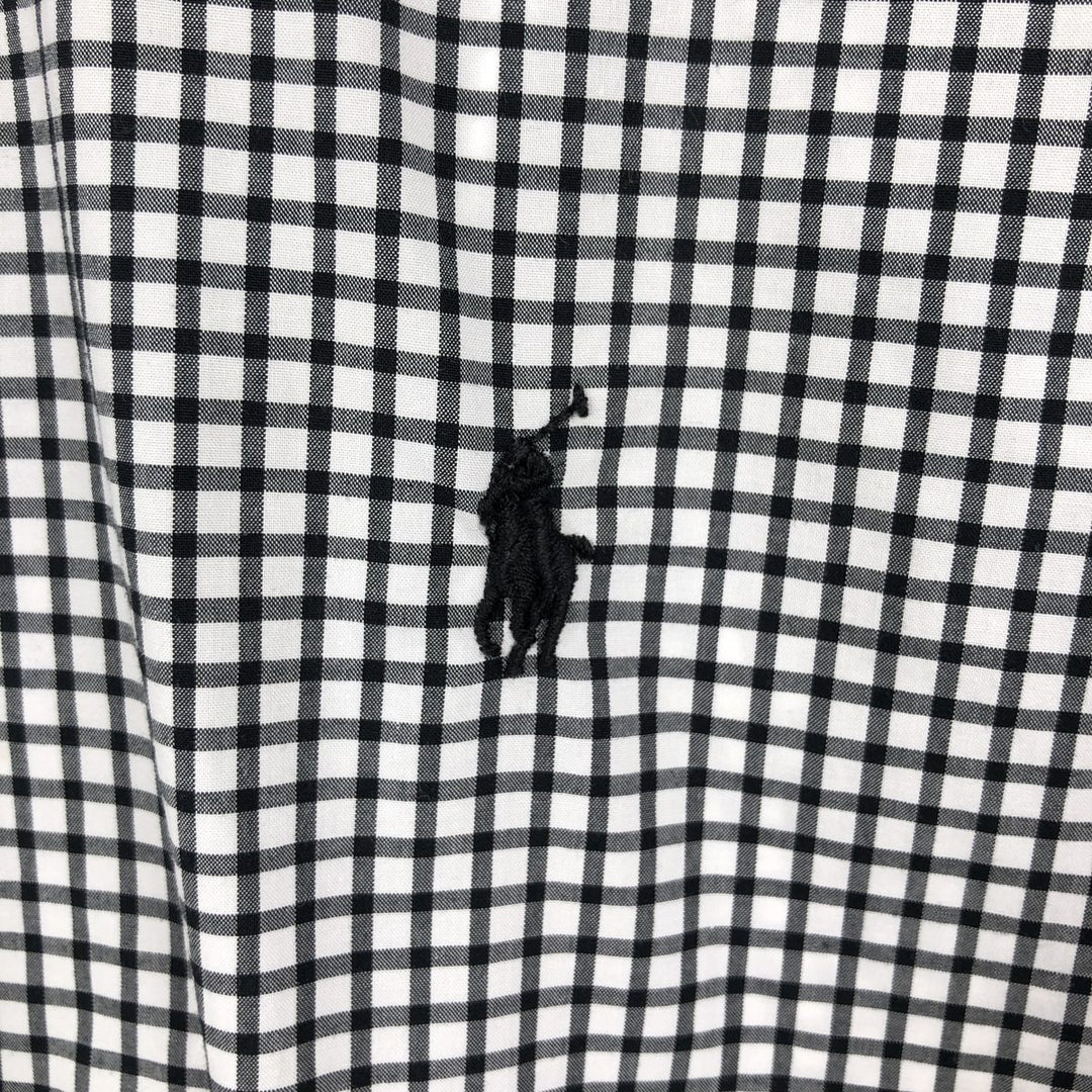 Ralph Lauren STRETCH Long-Sleeve Button-Down Check Shirt, Men's Size M (approx.) cotton black type Vintage Second Hand