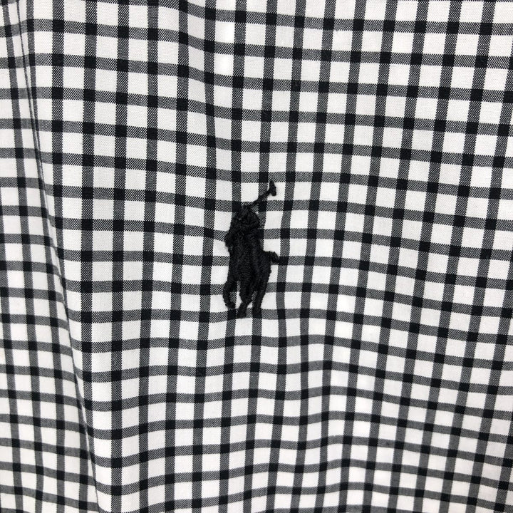 Ralph Lauren STRETCH Long-Sleeve Button-Down Check Shirt, Men's Size M (approx.) cotton black type Vintage Second Hand