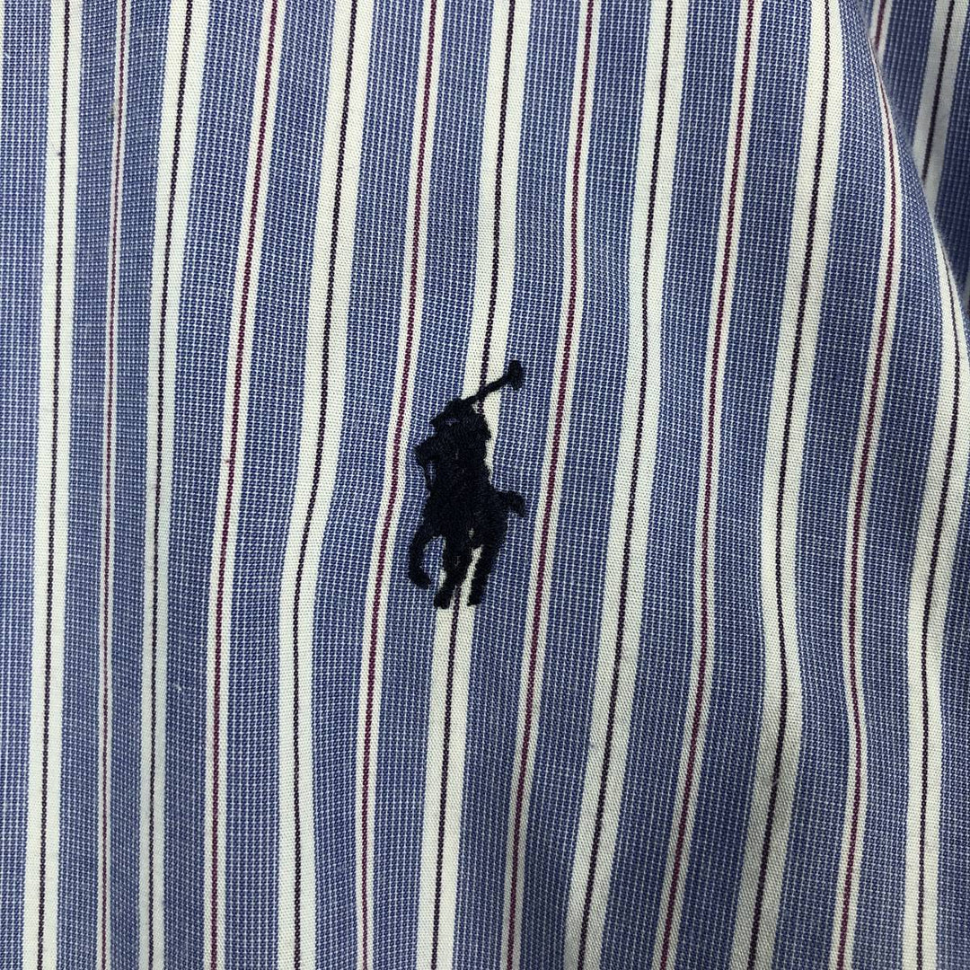 Ralph Lauren YARMOUTH Long Sleeve Button-Down Striped Shirt, Men's Size L cotton navy blue type Vintage Second Hand
