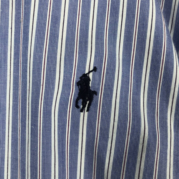 Ralph Lauren YARMOUTH Long Sleeve Button-Down Striped Shirt, Men's Size L cotton navy blue type Vintage Second Hand