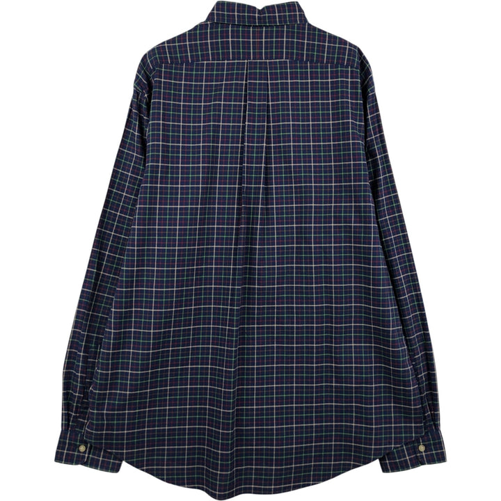 Ralph Lauren Classic Fit Long Sleeve Button Down Check Shirt Men's XL cotton navy blue type Vintage Second Hand