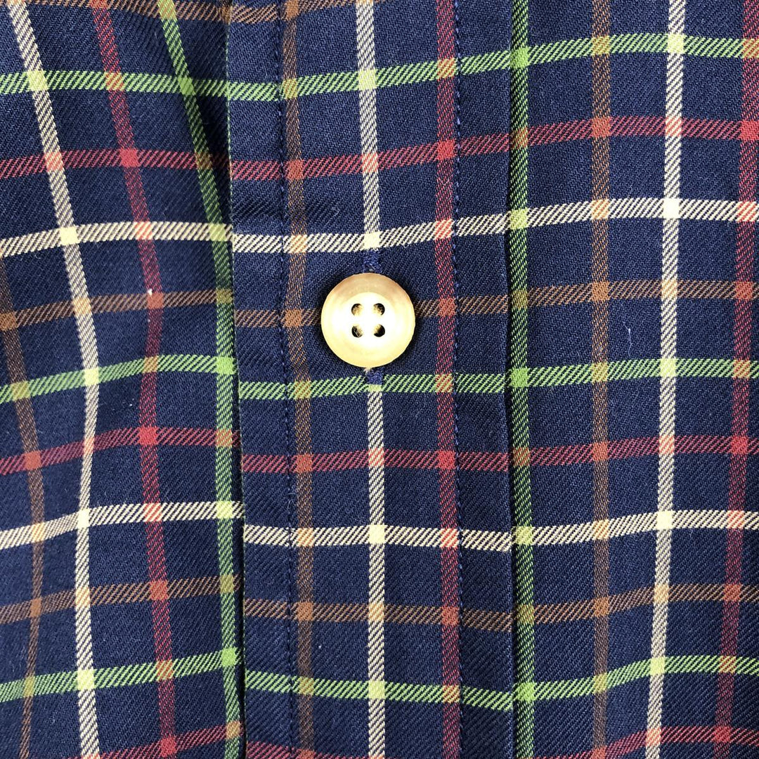 Ralph Lauren Classic Fit Long Sleeve Button Down Check Shirt Men's XL cotton navy blue type Vintage Second Hand