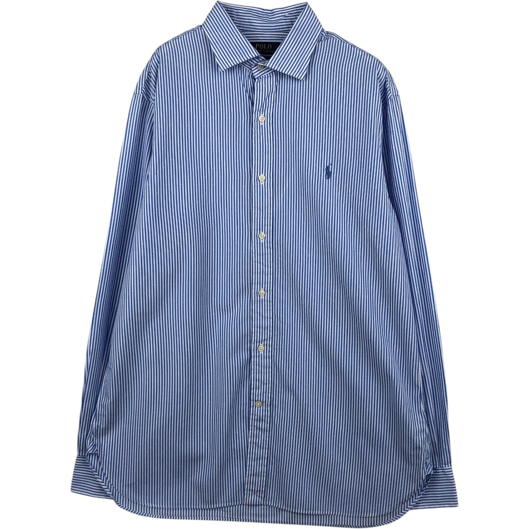 Ralph Lauren POLO RALPH LAUREN SLIM FIT Long-Sleeve Cotton Stripe Shirt, Men's Size XL (approx.) cotton blue type Vintage Second Hand