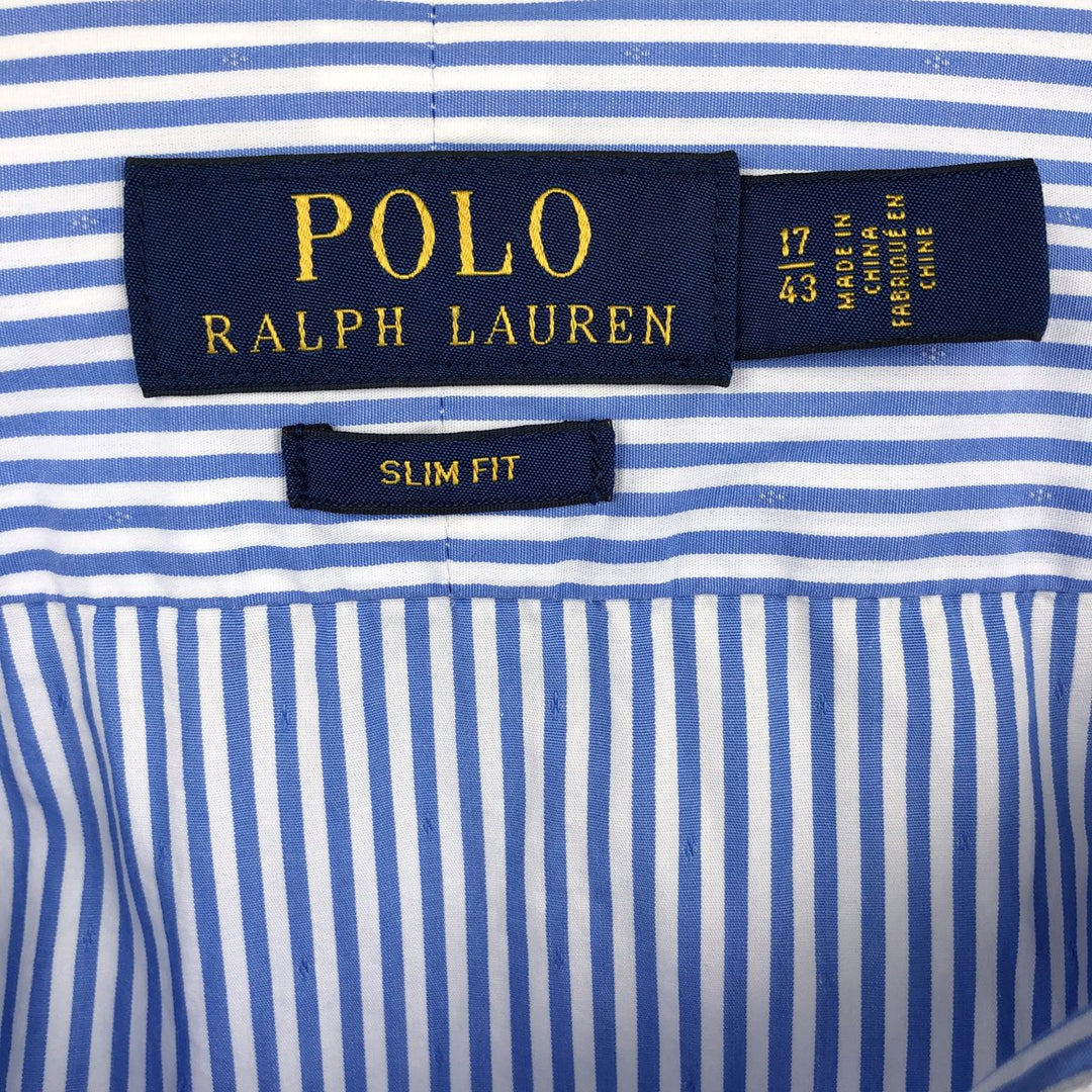 Ralph Lauren POLO RALPH LAUREN SLIM FIT Long-Sleeve Cotton Stripe Shirt, Men's Size XL (approx.) cotton blue type Vintage Second Hand
