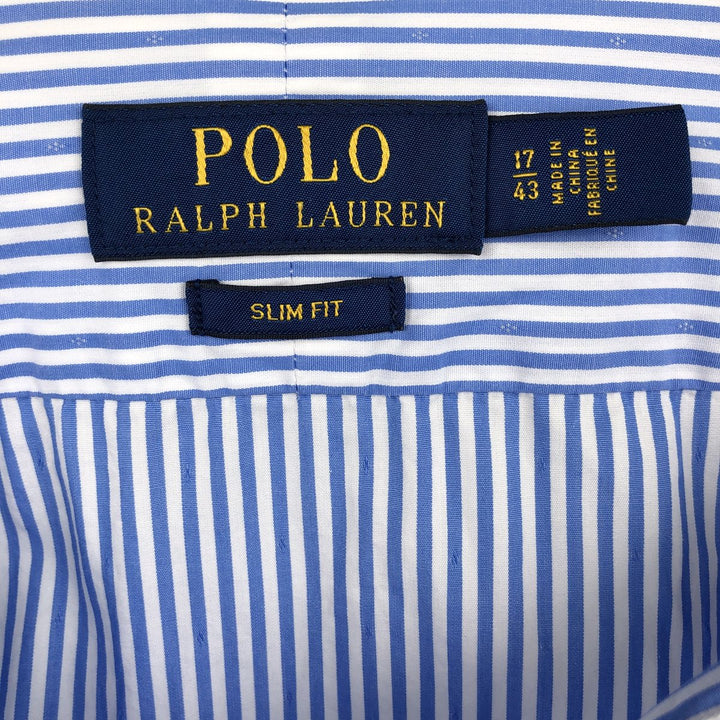 Ralph Lauren POLO RALPH LAUREN SLIM FIT Long-Sleeve Cotton Stripe Shirt, Men's Size XL (approx.) cotton blue type Vintage Second Hand