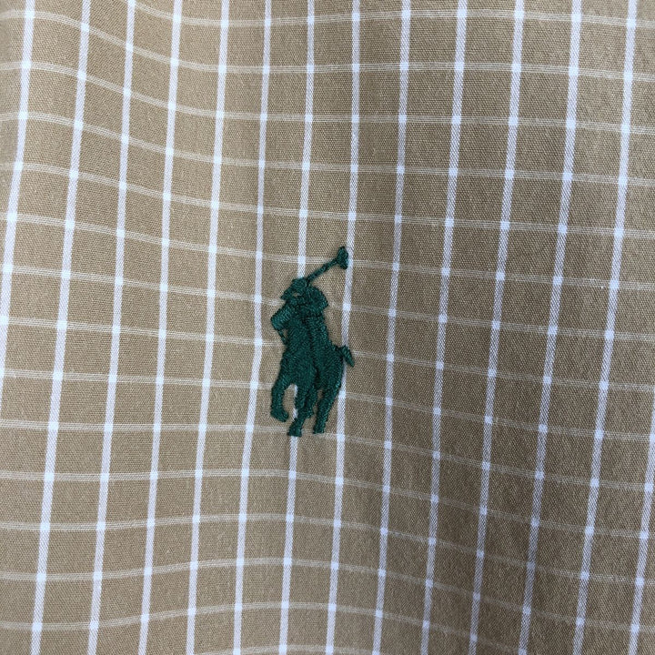 Ralph Lauren POLO by Ralph Lauren CUSTOM FIT long-sleeved button-down check shirt, men's size XL cotton yellow type Vintage Second Hand