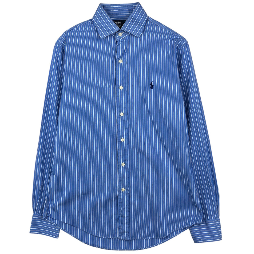 Ralph Lauren REGENT CUSTOM FIT Multi-stripe Long-Sleeve Cotton Stripe Shirt, Men's Size M (approx.) cotton blue type Vintage Second Hand