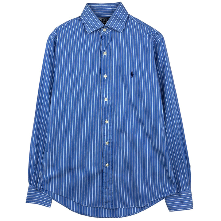 Ralph Lauren REGENT CUSTOM FIT Multi-stripe Long-Sleeve Cotton Stripe Shirt, Men's Size M (approx.) cotton blue type Vintage Second Hand