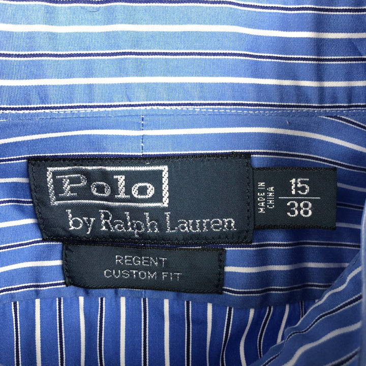 Ralph Lauren REGENT CUSTOM FIT Multi-stripe Long-Sleeve Cotton Stripe Shirt, Men's Size M (approx.) cotton blue type Vintage Second Hand
