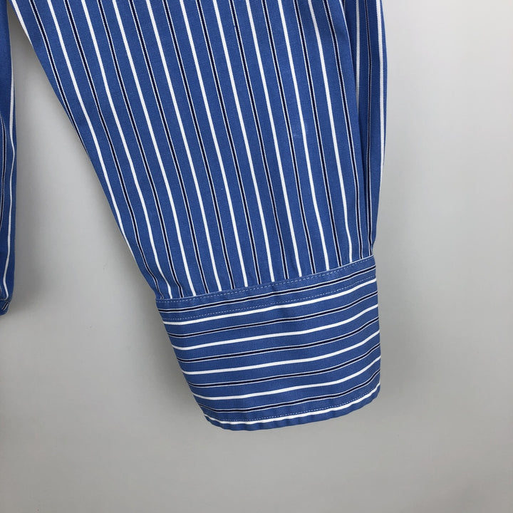 Ralph Lauren REGENT CUSTOM FIT Multi-stripe Long-Sleeve Cotton Stripe Shirt, Men's Size M (approx.) cotton blue type Vintage Second Hand