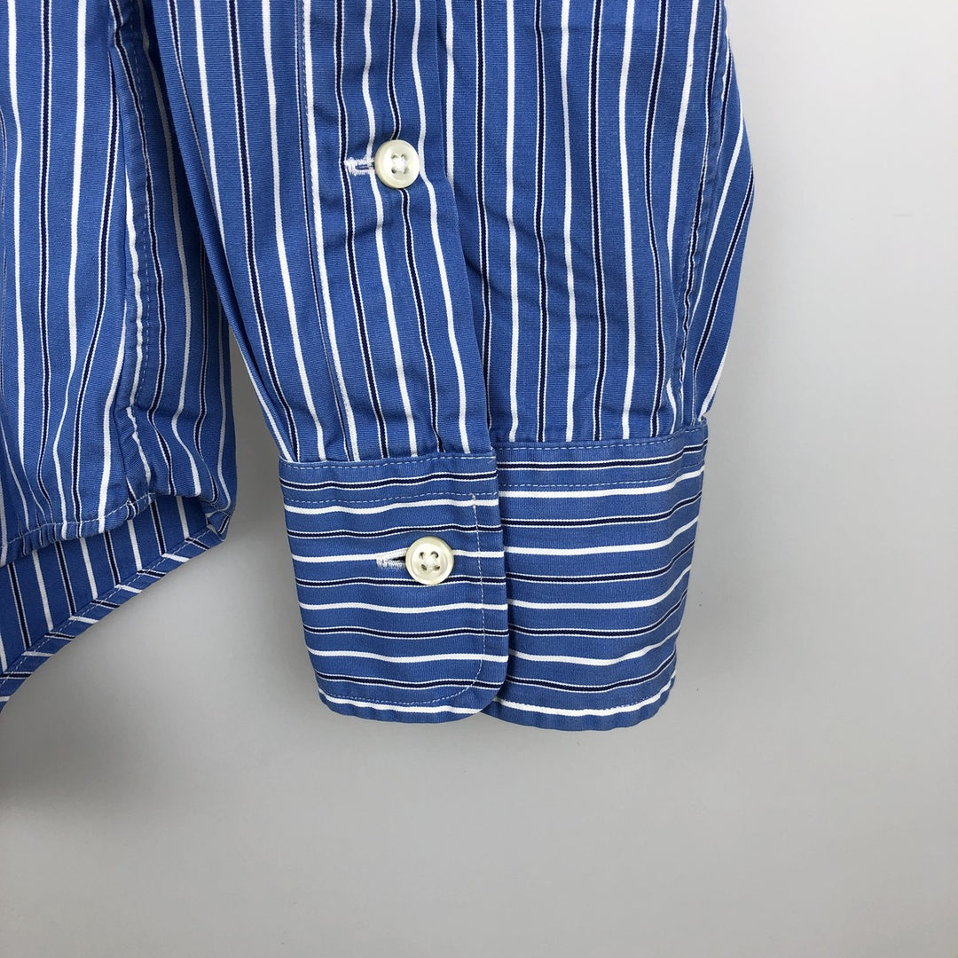 Ralph Lauren REGENT CUSTOM FIT Multi-stripe Long-Sleeve Cotton Stripe Shirt, Men's Size M (approx.) cotton blue type Vintage Second Hand