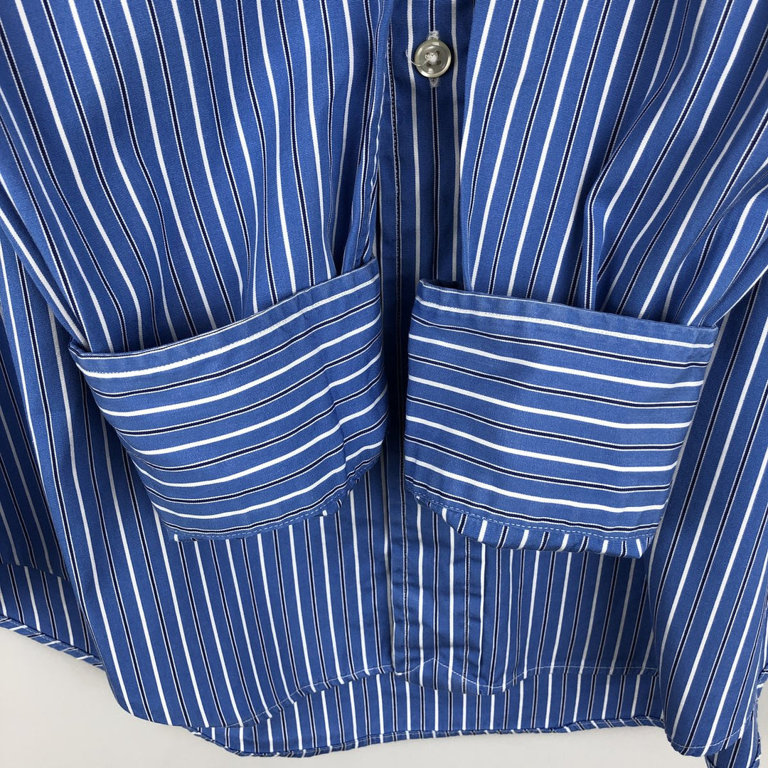 Ralph Lauren REGENT CUSTOM FIT Multi-stripe Long-Sleeve Cotton Stripe Shirt, Men's Size M (approx.) cotton blue type Vintage Second Hand
