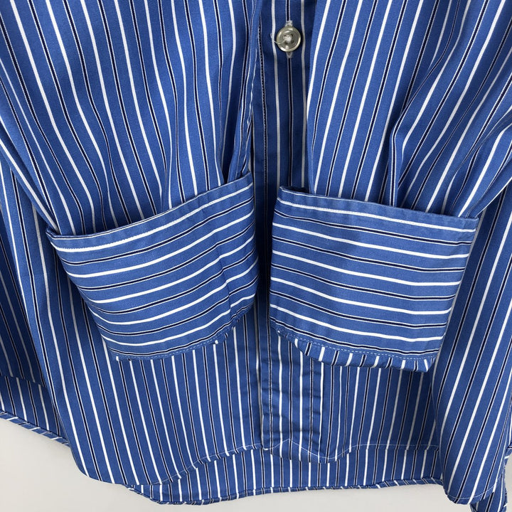 Ralph Lauren REGENT CUSTOM FIT Multi-stripe Long-Sleeve Cotton Stripe Shirt, Men's Size M (approx.) cotton blue type Vintage Second Hand