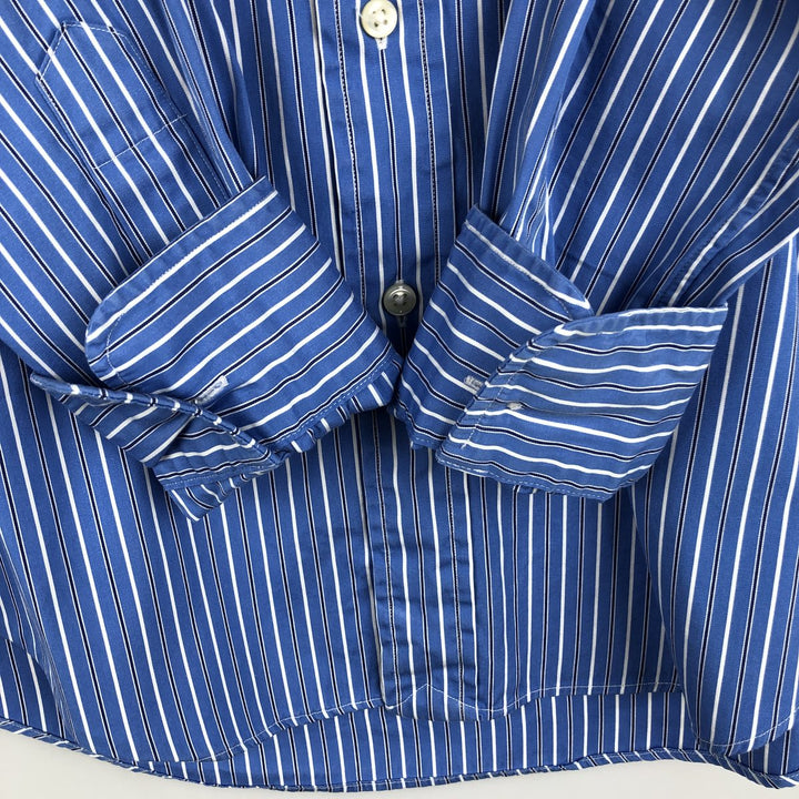 Ralph Lauren REGENT CUSTOM FIT Multi-stripe Long-Sleeve Cotton Stripe Shirt, Men's Size M (approx.) cotton blue type Vintage Second Hand